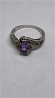 Lavender stone ring marked 925, size 7