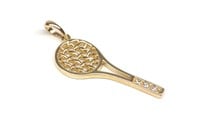 14K Gold Tennis Racket Necklace Pendant