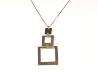 14K Gold Square Drop Pendant & Necklace Chain