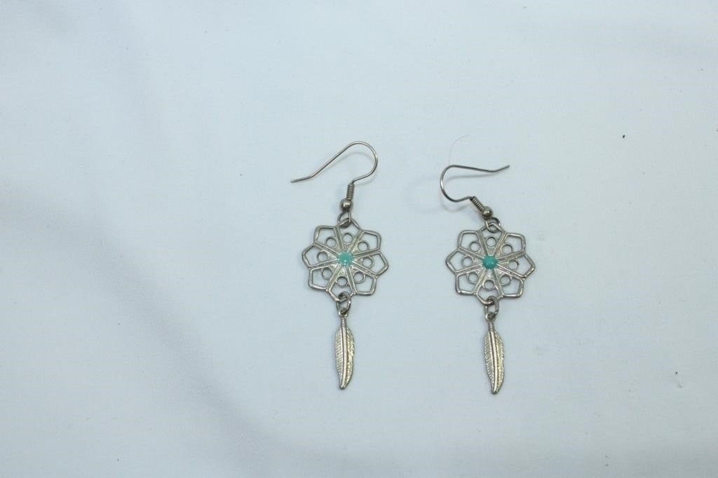Pair of Native American Theme Dangle Earrings