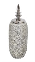 Sterling and Crystal Cylindrical Vase with Lid
