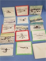 Lot of 14 George Ahgupuk Christmas cards with enve
