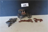 Cast Iron Lot - Vtg Wagon Needs Repair