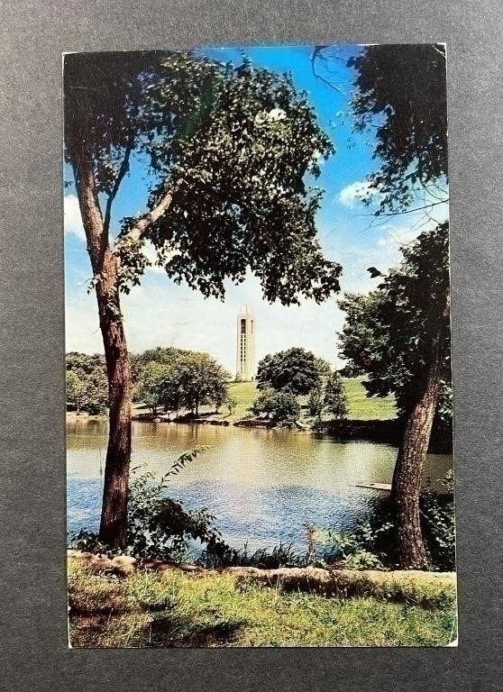 Vintage WWII Memorial Uni. of Kansas postcard.