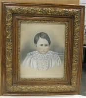 Antique Child Portrait In Refinished Antique Frame