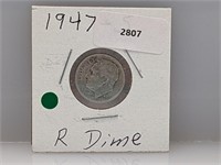 1947-S 90% Silver Roos Dime