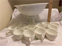 McKee Milk Glass Punch Bowl Set