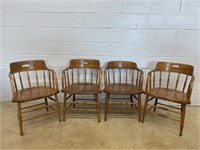 Set of 4 Vtg. Wooden Barrelback Chairs
