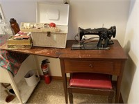 Singer Sewing Machine Cabinet w/ stool & sewing