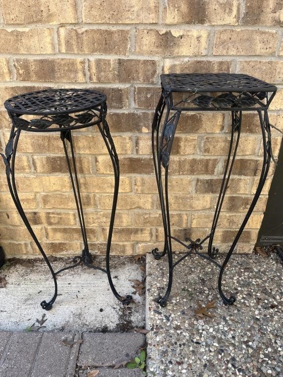 (2) Black Metal Plant Stands