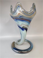 Vintage Murano? MCM Hand Blown Blue Swirl Art Gla