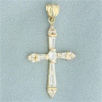 CZ Cross Pendant in 14k Yellow Gold