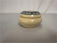 VINTAGE STONEWARE POTTERY WITH LID 4x2.5 INCHES