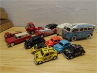 Assorted diecast toy cars & trucks lot.