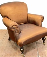 Upholstered Silk Tafetta Textile Club Chair
