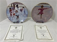 5 collectible figure skating plates - stands not
