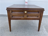 Wooden end table with drawer, missing knob, some