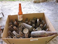Box of vintage beer bottles 45 or so