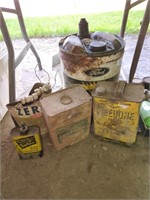 Vintage tin cans included FOrd Hydraulic oil can