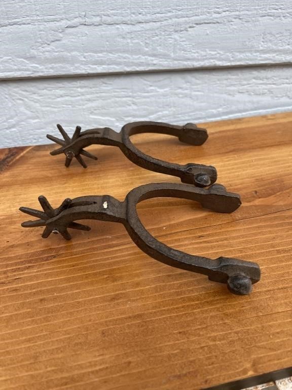 Cast-iron, cowboy boot spurs