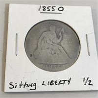 1855-O Sitting Liberty Silver Half Dollar