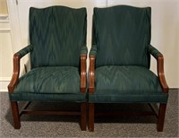 (2) Green Upholstered accent chairs, no tears