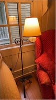 Vintage iron gate floor lamp, with a bubble glass