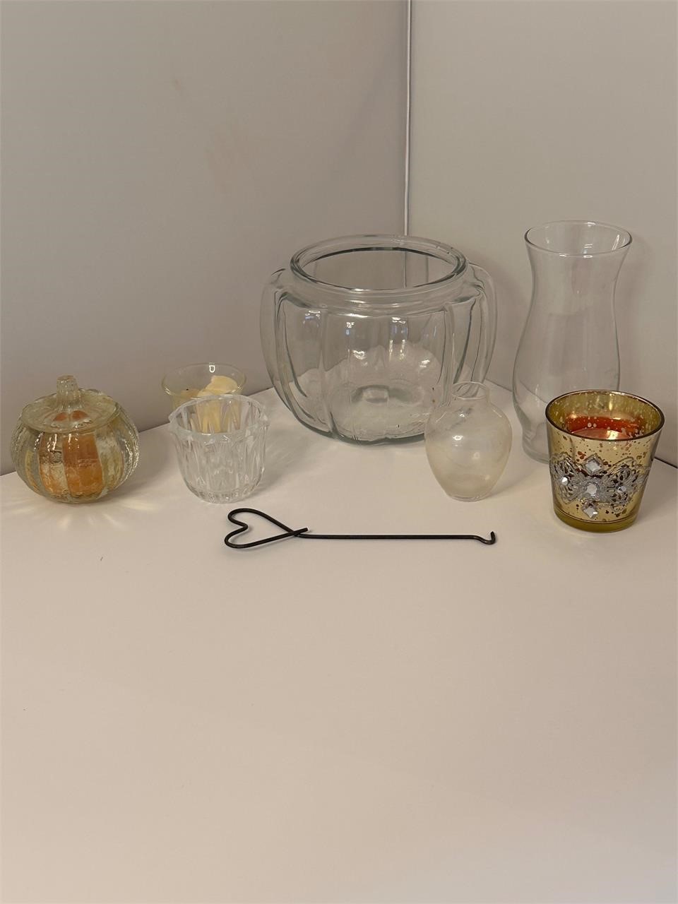 Candle holders, misc decor dishes