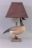 Canada Goose Lamp Decoy, Hand Carved & Painted by