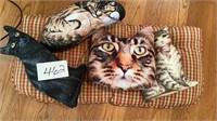 Four cat pillows, Window seat cushion