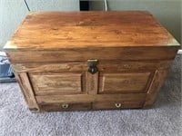 Wood Trunk w/ gold enlay & Brass Hardware