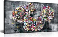 Flower Wall Decor, Banksy Art, 40x20, Ready