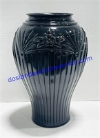 Large Floral Black Glass Vase (17”)