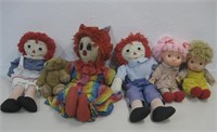 Assorted Raggedy Ann & Clown Dolls See Info