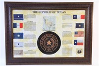REPUBLIC OF TEXAS POSTER IN SHADOWBOX FRAME