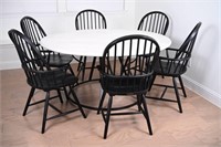 Industrial Farmhouse Dining Table, Windsor Chairs