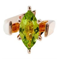 Modern 1 Carat Peridot Solitaire Ring 10k Gold