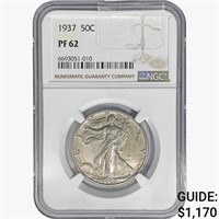 1937 Walking Liberty Half Dollar NGC PF62