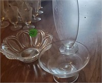 LEAF BOWL/ VASE AND CLEAR GLASS BOWL