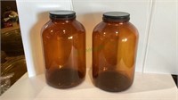 Two large Duraglass amber glass medicine jars