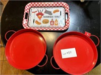 3 Red Serving Trays