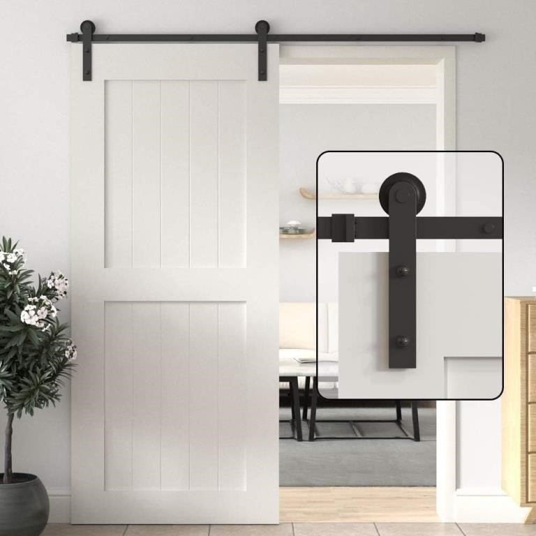 WINSOON 9FT Barn Door Hardware Kit, Black Sliding