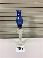 Blue Vase Style Glass Oil Lamp