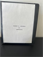Vintage Robert F Kennedy binder homemade