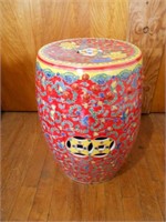 Red Antique Oriental Ceramic Drum/Garden Stool