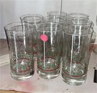 Eight 1987 Holly Holiday Glasses Set (kitchen)
