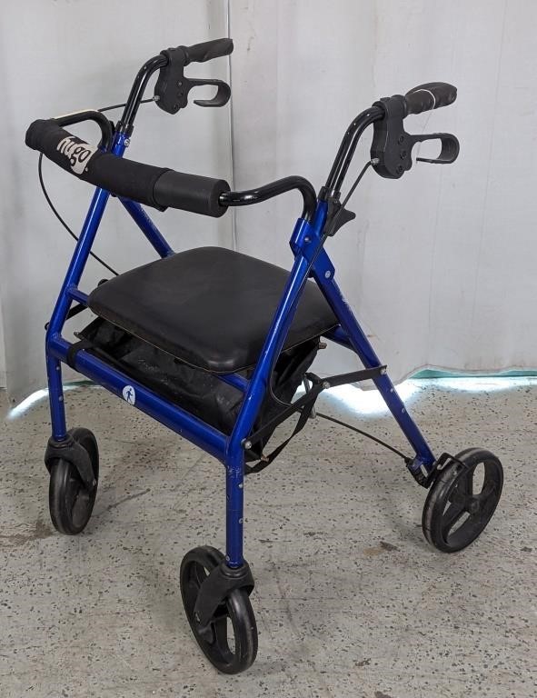 Hugo Blue Collapsible Rolling Walker