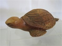 Carved Wood 10" Turtle