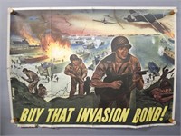 Authentic 1944 Us Gov't Invasion Bond Poster