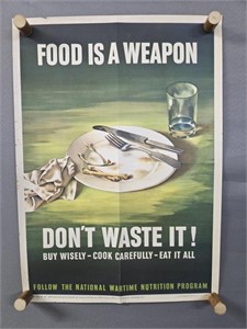 Authentic 1943 Us Gov't Food Poster